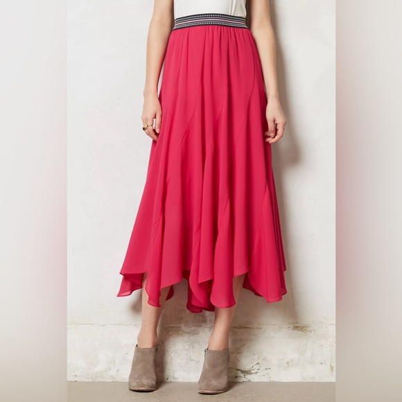 NWOT Anthropologie Vanessa Virginia Orange Colima Midi Skirt - Size L - Picture 3 of 6